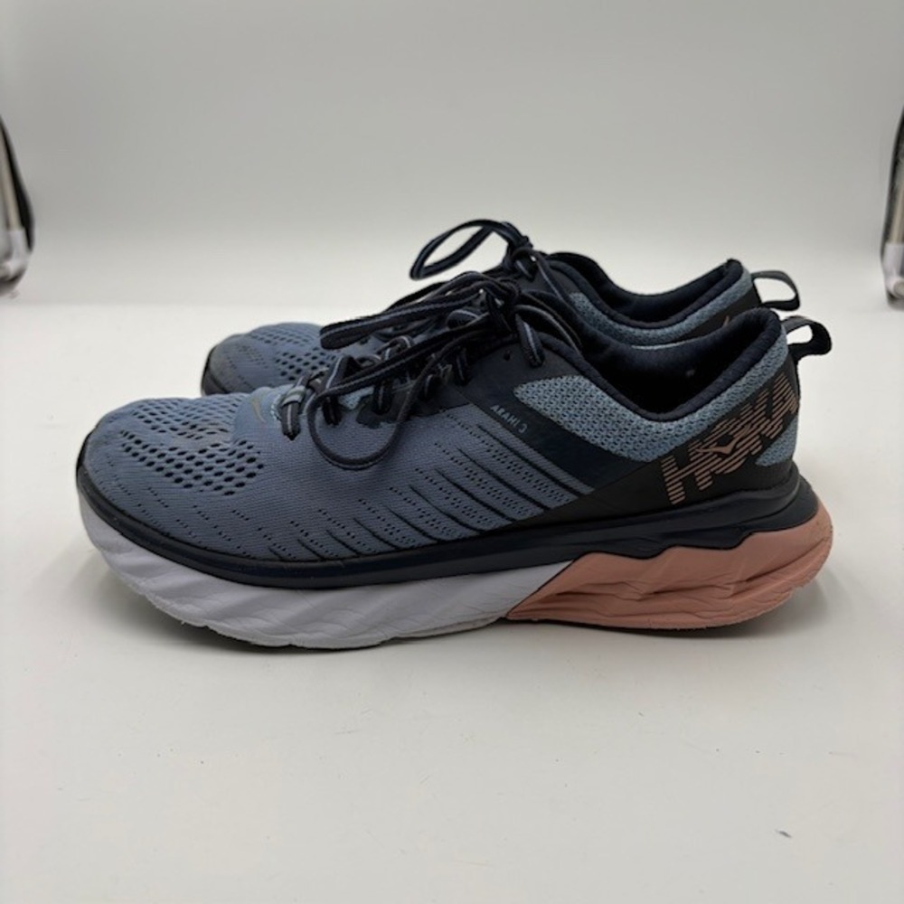 Hoka One One Arahi 3 Running Shoes Womens 6.5 Blue Rose Gold Stability Sneakers